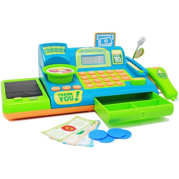 Boley Kids Toy Cash Register - Pretend Play Educational Toy Cash Register With Electronic Sounds, Play Money, Grocery Toy and More!