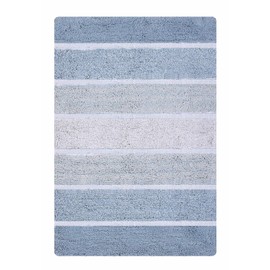 Bathroom Rugs Luxury Stripe Bath Rug Set 21x32-17x24 Blue/White,2Piece Mat Set, Soft Plush Anti-Skid Shower Rug +Toilet Mat.Shaggy Carpet, Super Absorbent mats, Machine Washable Bath Mat,