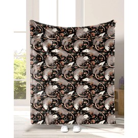 Carwayii Opossum Blanket Possums Blanket Possum Gifts Black Large Throw Blanket Soft Blanket Possum Stuffed Animal Blanket for Bed Birthday Gifts for Women Men 60''x80''