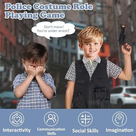 RedCrab Kids Police Costume Set, Pretend Play Police Officer Uniform with Toys Police Accessories, Dress Up Role Play Set for Kid Aged 3-12 Toddlers Boys Girls