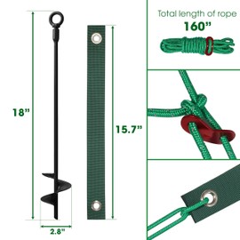 VASGOR Heavy Duty 18” Tree Stakes and Supports for Young Trees, Set of 6 Tree Stake Kit with 6 Straps for Staking and 78 Feet Rope, Can be Used with Drill (Adapter Included) (Set 6)