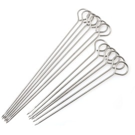 PZRT 12pcs Stainless Steel Roast Goose Needle Barbecue Skewers, BBQ Skewers, Shish Kebab Kabob Skewers Turkey Lacers for Trussing Turkey (6pcs 6 Inch + 6pcs 8 Inch)