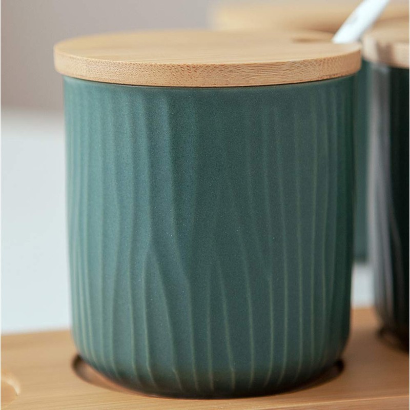 OnePine Set of 2 Sugar Bowl, Ceramic Spice Jar Condiment