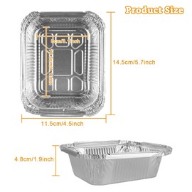 LISHINE 125 Count Disposable Aluminum Pans with Lids Small Foil Pans with Lids, Aluminum Baking Pans Disposable Tin Foil Pans Aluminum Trays for Cooking, Heating, Meal Prep, Prepping Food and Takeout