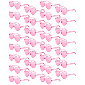 Colzzy 30 Pairs Sunglasses Heart Shaped Glasses Bulk for Women Colorful Bachelorette Party(Pink)