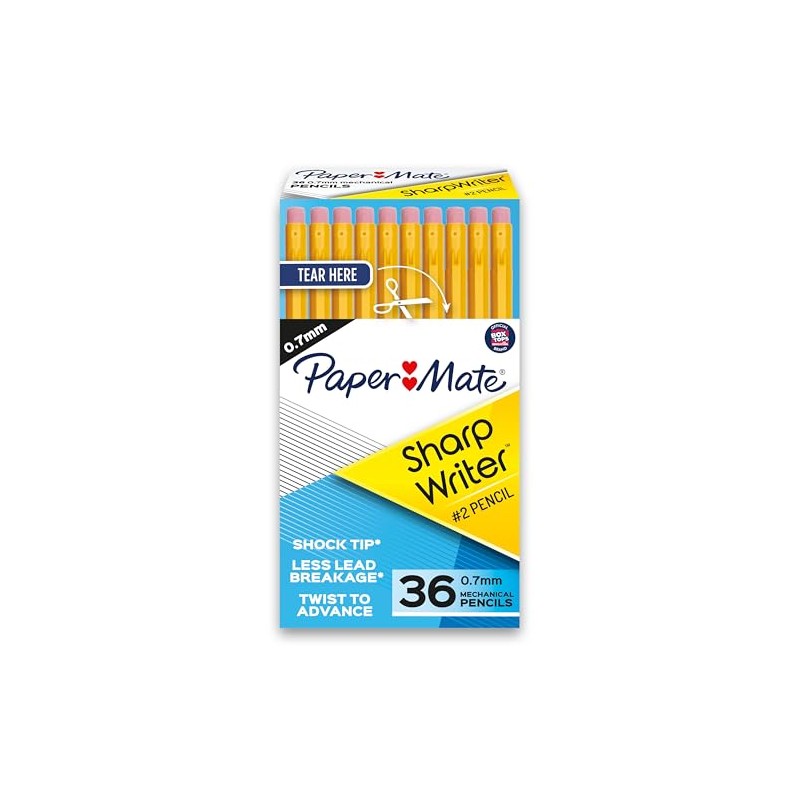 Paper Mate Sharpwriter 0.7 mm Mechanical Pencils, Yellow Barrel -