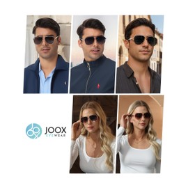 JOOX Large Aviator Sunglasses for Men and Women, UV400 Protection Glass and Retro Metal Fly Glasses Frame, Gold/Gradient Blue
