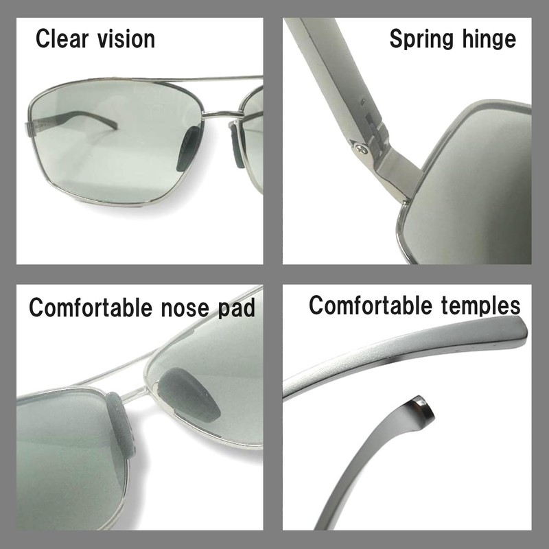 REONAS Men's Polarized + Color Changing Pilot Sunglasses, For Driving,