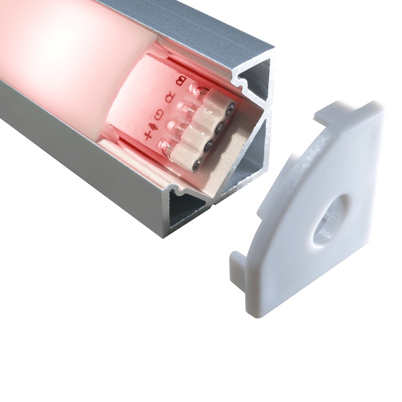 Alumino® LED Aluminium Profile Corner 45 with Cover Opal Semi