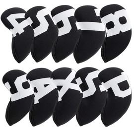 Golf Iron Covers Set Golf Headcovers for Irons Neoprene Golf Irons Headcovers Colorful Counted Iron Headcovers (Black-style 2 (10pcs))