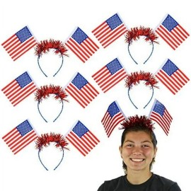 Unbranded Set of 5 Patriotic 4th of July Headbands Flag Headbands Cute Pom Pom Hair Hoop