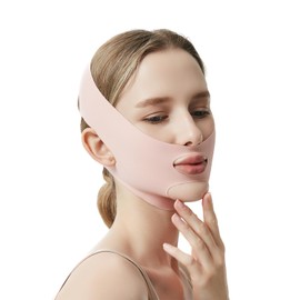 Small Face Belt Face Belt Lift Up Face Line Small Face Mask Beauty Face Slimming Cheek Sagging Lift Mask Double Chin Sagging Countermeasure Lorabic Line Erase Face Thin Mask (Pink)