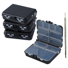 SUPERFINDINGS 4Pcs Fishing Tackle Box Organizer Multi-Compartment Fishing Tackle Box Plastic Carrying Case Container Tackle Organizer Kayak Fly Box