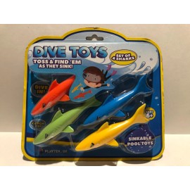 Playtek, LLC POOL TOYS BEACH TOYS Playtek Set of 4 Sharks Sinkable NEW SEALED