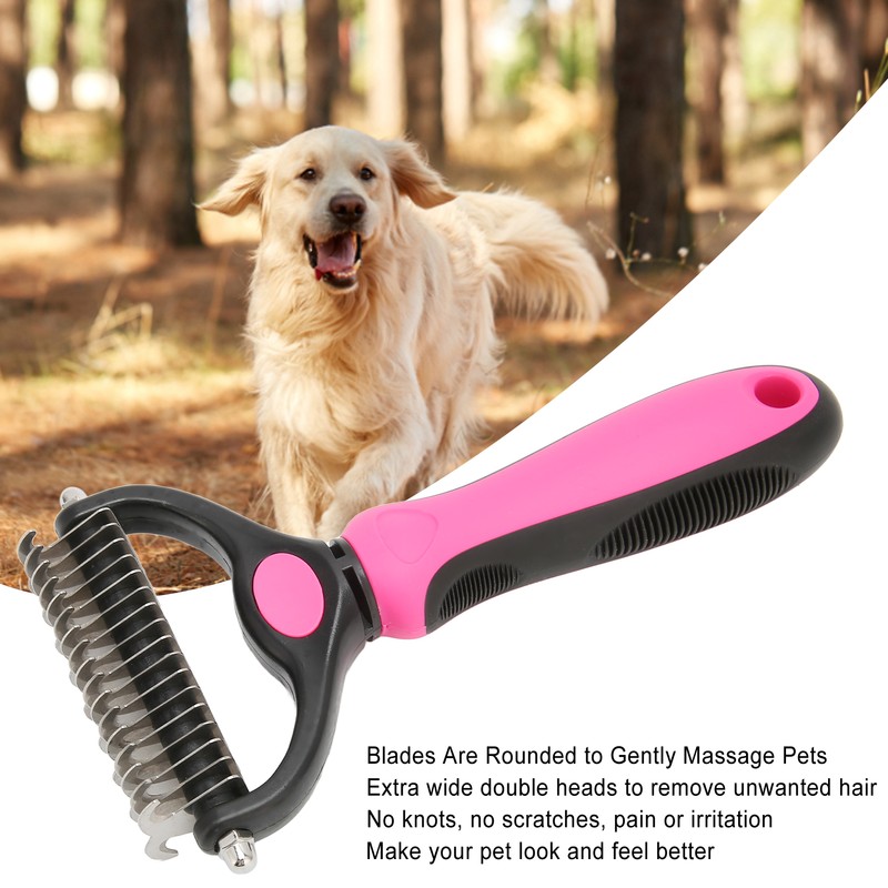 Pet Undercoat Rake Double Sided Knots Removal Grooming Massage Dog