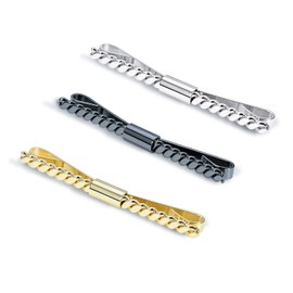 VVCome 3PCS Men's Classic Tie Clips Shirt Collar Clip Collar Bar for Necktie Gold Silver Black Tone Necktie Bar Pinch Clips Tie Pins Collar Holder, Large, metal, No Gemstone