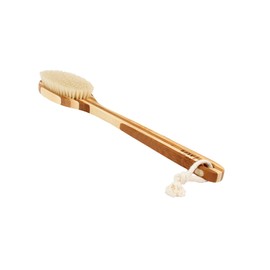 Bass Brushes | Esthetician Grade Bath & Body Brush | 100% Natural Bristle Firm | Pure Bamboo Handle | Oval Style | Striped Finish | Model 81 - SB