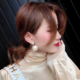 YienDoo Boho Big Pearl Drop Dangle Earrings Gold Pearl Ball Tassel Drop Earrings Pearl Statement Earrings Stud Large Pearl Wedding Earrings Prom Earrings Jewelry for Women and Girls