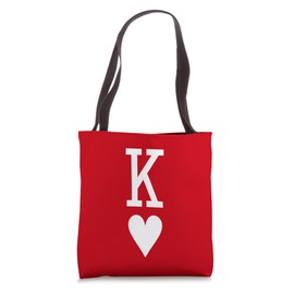King of Hearts Queen of Hearts Couples Monogrammed Letter K Tote Bag