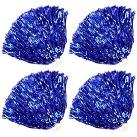 UUYYEO 4 Pcs Plastic Cheer Pom Poms Girls Cheerleader Pom Poms Metallic Foil Pom Poms Team Spirit Pom Poms Dance Team Pom Poms with Handles Cheerleading Costume Accessories Blue