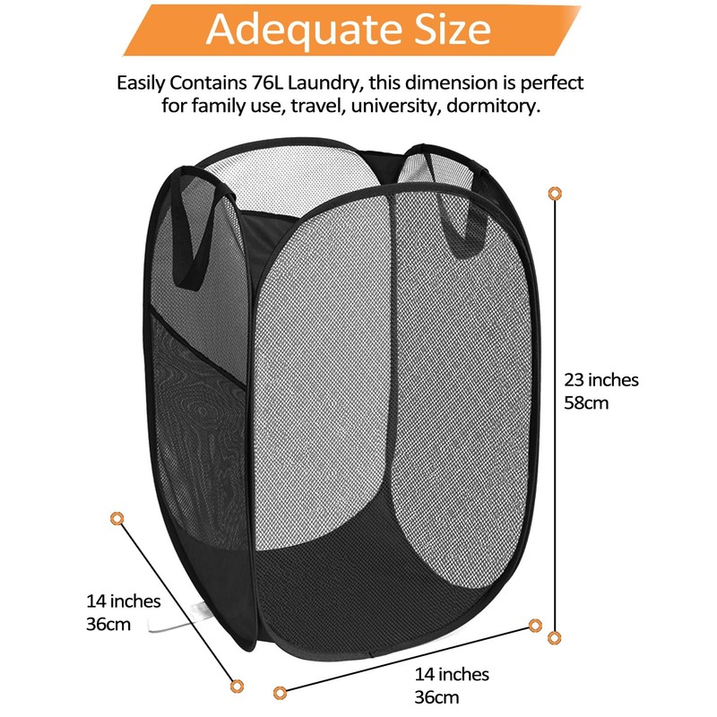 Durable Collapsible Laundry Baskets, Upgrade Foldable Pop Up Hamper for