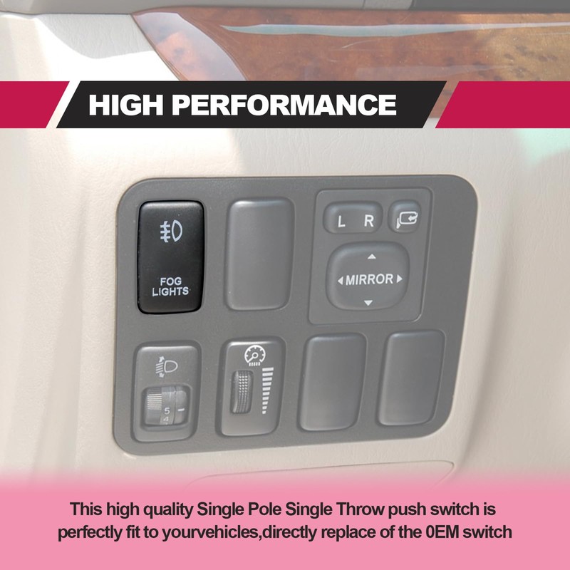 LED Fog Light Symbol Push Button Switch with Connector Wire
