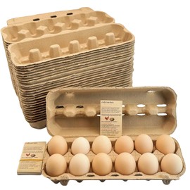 MASUCVE Egg Cartons,Natural Paper Pulp Eggs Carton, Empty Egg Crates Perfect for Custom Branding, Convenient Stacking & Easy Transport, 12 Count, 25 Packs