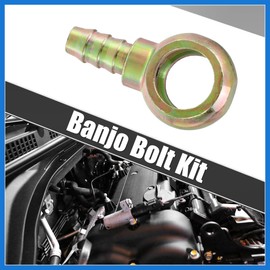 VekAuto 1Set Banjo Bolt Kit M18x1.5 Banjo Bolt Hose Barb Fittings Brake Line Fitting Adapter with Copper Washers for Motorcycle Car Iron Bronze Tone Auto Accessories