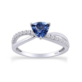 AFFY 1 1/4 Carat Simulated Tanzanite & White Sapphire Infinity Womens Ring In 14k White Gold Over Sterling Silver (1.25 Cttw) Ring Size- 6