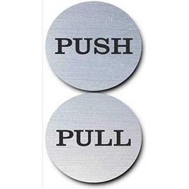 Yuktha Eternals 2" Inch Round Push Pull Door Signs (Brushed Silver) 304 Grade Stainless Steel (Pack of 1)