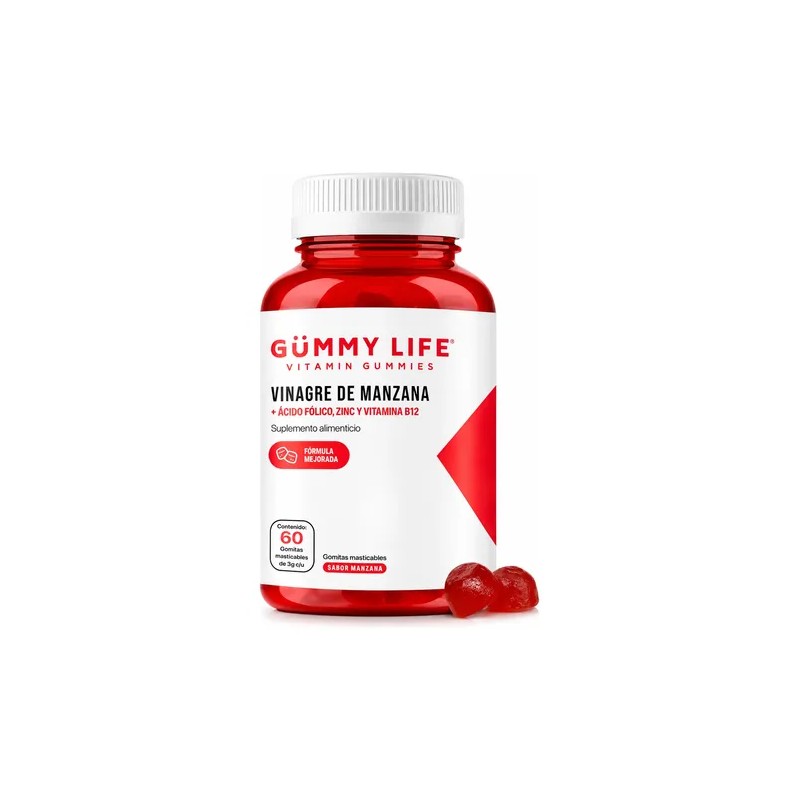 Gomitas Vinagre Manzana Gummy Life Vit B12 Zinc 60pzs