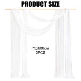 2 Packs Wedding Curtain Wedding Arch, 75 cm x 600 cm Pelmet Freehand Decoration, Wedding Decoration, Valance for Windows, Backdrop Curtains Decoration for Wedding Arch, Ceremony, Wedding, Party