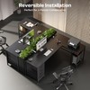 Huuger 63 Inch L Shaped Desk with Fabric Drawers, Reversible