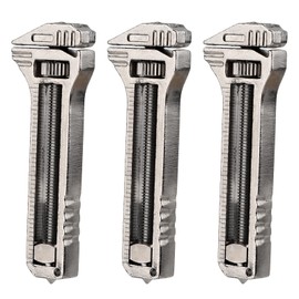 3pcs Compact Multitool Mini Wrench, Zinc Alloy Compact Multifunctional Silver Titanium Multi Tool Wrench Adjustable Wrench Alloy Multi-Tool Bottle Opener Screwdriver for Outdoor Activities