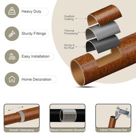 QDWIS 2 Pack Curtain Rods for Windows 28 to 48 Inch, 1 Inch Wood Adjustable Heavy Duty Decorative Drapery Rods with Classic Finials, Imitation Red Wood Window Curtain Pole, 18-45''