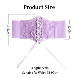 TTPSRY Women's Belt Lace Tie Silk Elastic Waistband Ideal for Dinner Parties and Everyday Wear Belt for Dress, purple