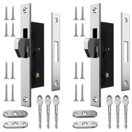 Mdkave Hidden Mortise Lock,Mortise Lock Replacement Parts,Pocket Door Locks,Sliding Door Lock with Keys,No Handle,Suitable for Sliding, Pocket and Swing Doors(Sliding Door Lock,2 Pack)