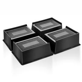 MixDora Bed Risers 2 Inch Rectangular Furniture Risers L-Shape Anti-Slip Sofa Risers for Couches Table Chair 4 Pack Black (4 Pack, 2 Inch)
