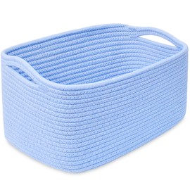 ABenkle Cotton Rope Storage Basket, Baby Nursery Baskets for Shelves Closet, Rectangle Decorative Shelf Organizer, Toy Storage Bin, Gift Basket, 14.2×8.7×7.1 inches