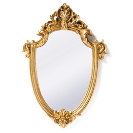 Funerom Funerom Vintage 11.6 x 9 Inch Decorative Wall Mirror Gold Shield Shape