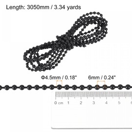 uxcell Blinds Beaded Chain Cord, 3.34 Yards Roman Vertical Roller Shades for Window Curtain Blind Replacement Parts, Black