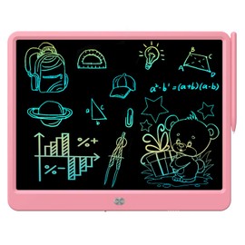 FLUESTON LCD Writing Tablet, Doodle Board Toys Gifts for 3-8 Year Old Girls Boys, 15 Inch Colorful Electronic Board Drawing Pad for Kids, Gifts for Toddler Educational Learning Travel Birthday, Pink