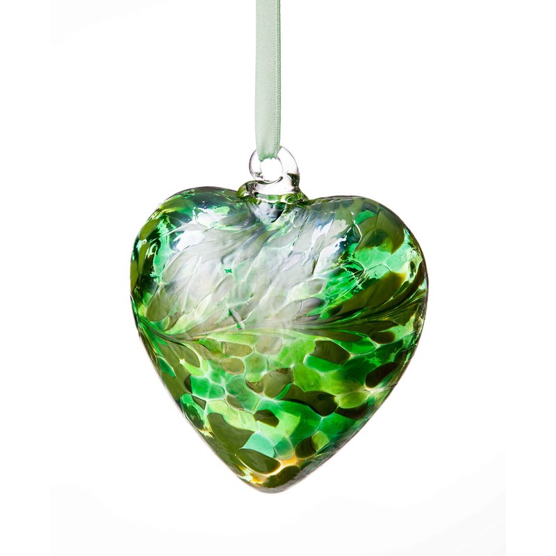 May Emerald 8cm Birthstone Glass Heart