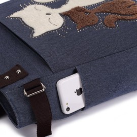 Classic Canvas Tote Bag Casual Elegant Shoulder Bag Clever Cat Handbags the Best Gift Blue by KAUKKO