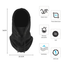 PFLYPF 1 Piece Balaclava Black Winter Motorcycle Windproof Warm Helmet Multifunctional Warm Neck Winter Outdoor Cycling Hiking Mountaineering Headwear Unisex Black L/XL, black