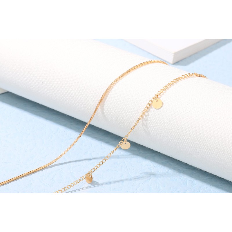 Chaioe Boho Double Belly Chain Gold Sequins Waist Chain Beads