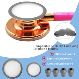 Viuracle Stethoscope Bell Diaphragm Cover and Eartips Replacement Parts Compatible with Littmann Stethoscope Replacement Kit Fits Classic 3, Cardiology 3 & Cardiology 4 Stethoscope(grey)