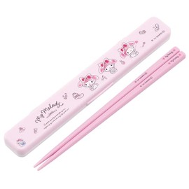 Skater ABC3AG Sanrio Kumi Melody Watercolor Cosmetics Chopsticks & Chopsticks Case Set, 7.1 inches (18 cm), Made in Japan, Antibacterial Silver Ion Ag+