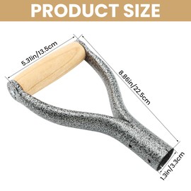 Shovel D Grip Handle, 32mm Inner Diameter Metal Shovel Replacement Handle with Wooden Grip Spade Snow Scoop Digging Raking Tools Snow Shove-l for Digging Raking(Color:Sliver)