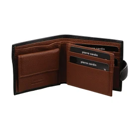 Pierre Cardin Men's Genuine Soft Italian Leather RFID Two Tone Bi-Fold Wallet, Black Cognac